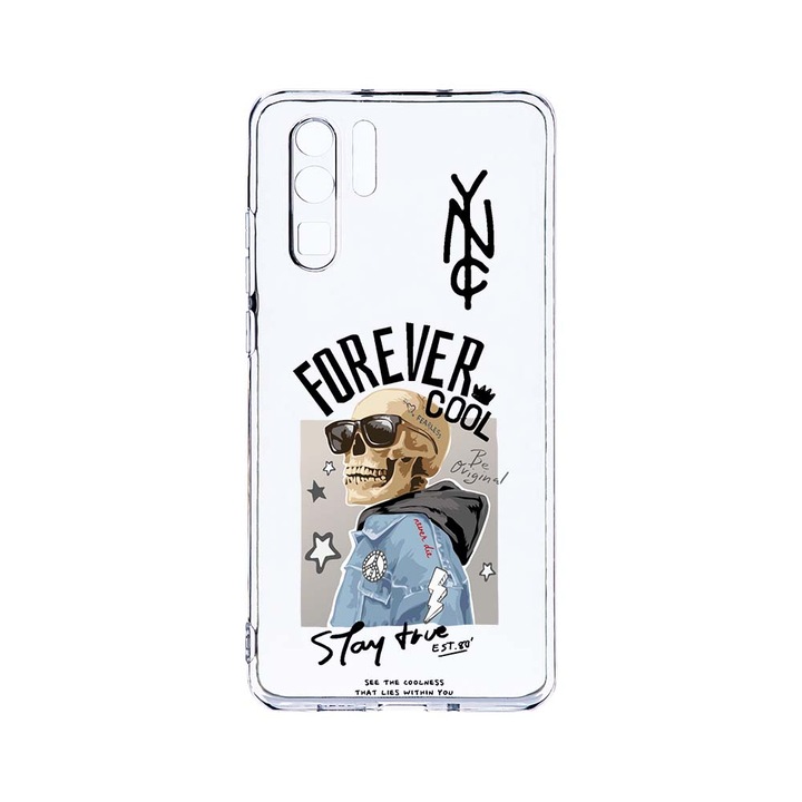 Силиконов калъф BestCase за Huawei P30 Pro, Forever Cool Skeleton, Camera Protection, Clear Silicon 2.0MM, T 935