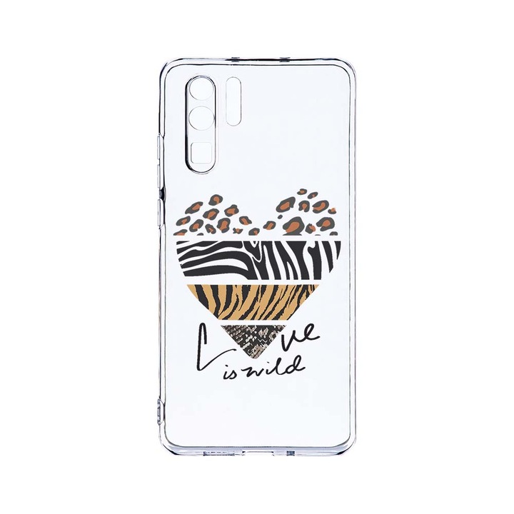 Силиконов калъф BestCase за Huawei P30 Pro, Love Is Wild, Camera Protection, Clear Silicon 2.0MM, T 762