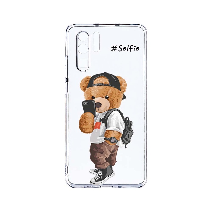 Силиконов калъф BestCase за Huawei P30 Pro, Selfie Teddy Bear, Camera Protection, Clear Silicon 2.0MM, T 925