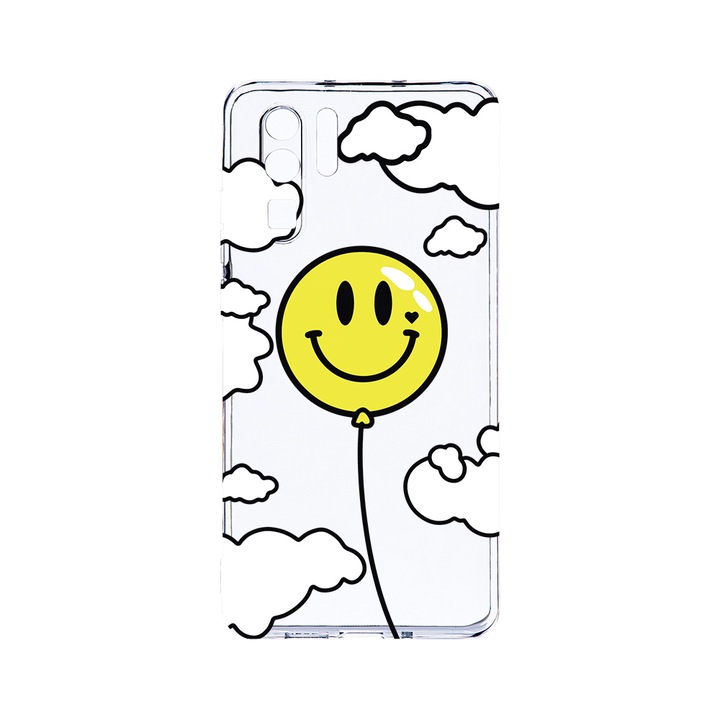 Силиконов калъф BestCase за Huawei P30 Pro, Balloon Smiley, Camera Protection, Clear Silicon 2.0MM, T 957