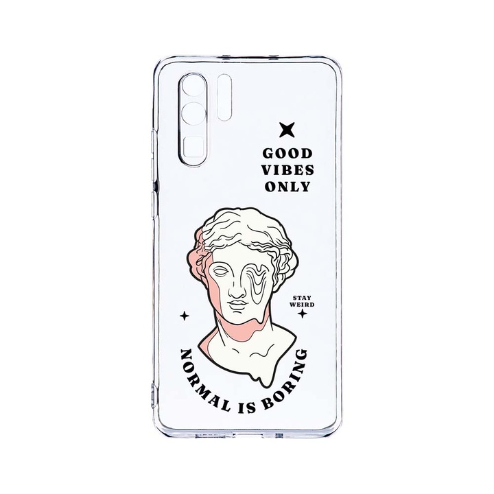 Силиконов калъф BestCase за Huawei P30 Pro, Normal Is Boring, Camera Protection, Clear Silicon 2.0MM, T 911