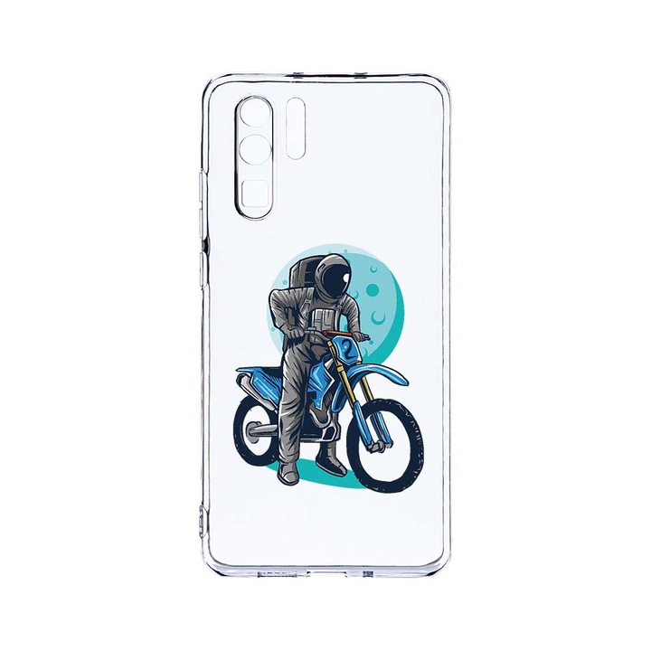 Силиконов калъф BestCase за Huawei P30 Pro, Astronaut Biker, Camera Protection, Clear Silicon 2.0MM, T 828