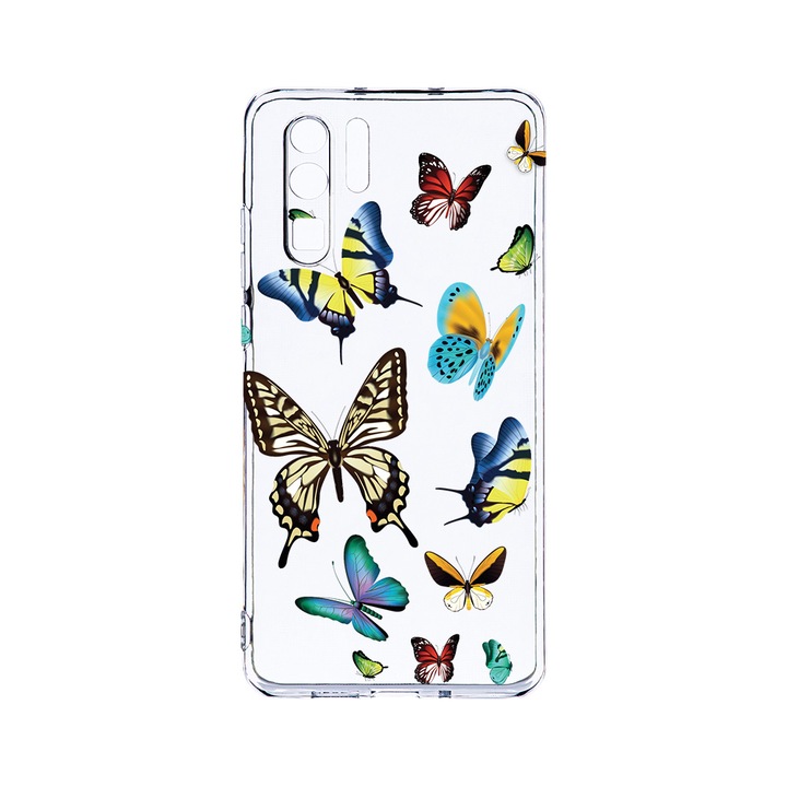 Силиконов калъф BestCase за Huawei P30 Pro, Beautiful Color Butterflies, Camera Protection, Clear Silicon 2.0MM, T 992
