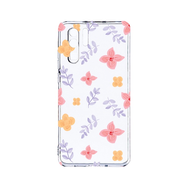 Силиконов калъф BestCase за Huawei P30 Pro, Flower Pattern, Camera Protection, Clear Silicon 2.0MM, T 978