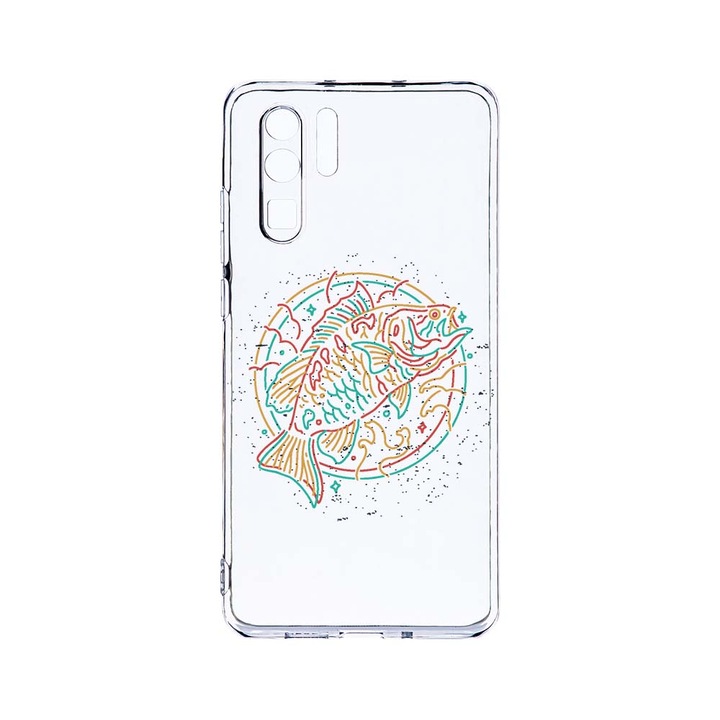 Силиконов калъф BestCase за Huawei P30 Pro, Neon Fish, Camera Protection, Clear Silicon 2.0MM, T 798