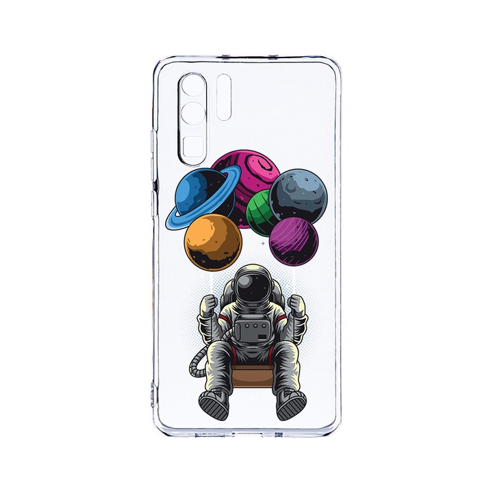 Силиконов калъф BestCase за Huawei P30 Pro, Astronaut, Camera Protection, Clear Silicon 2.0MM, T 995
