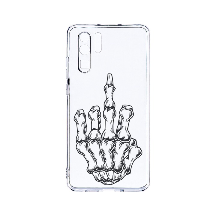 Силиконов калъф BestCase за Huawei P30 Pro, Skeleton Hand FU, Camera Protection, Clear Silicon 2.0MM, T 965