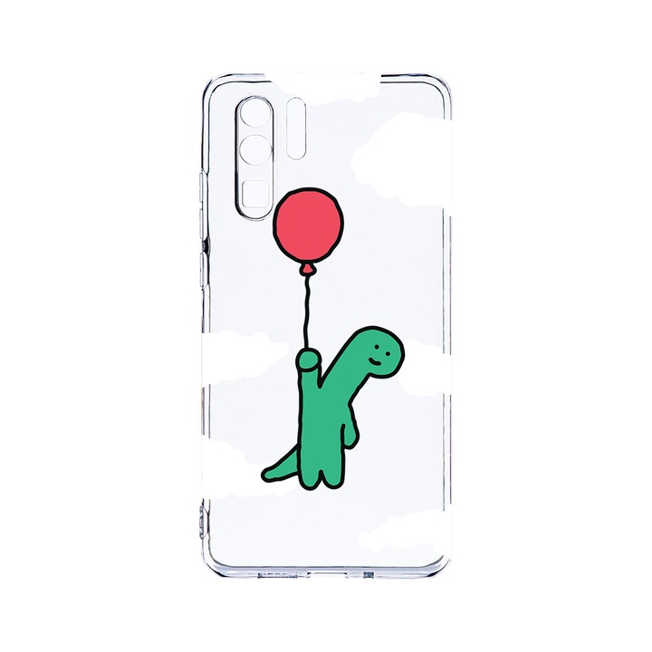 Силиконов калъф BestCase за Huawei P30 Pro, Dino Balloon, Camera Protection, Clear Silicon 2.0MM, T 956