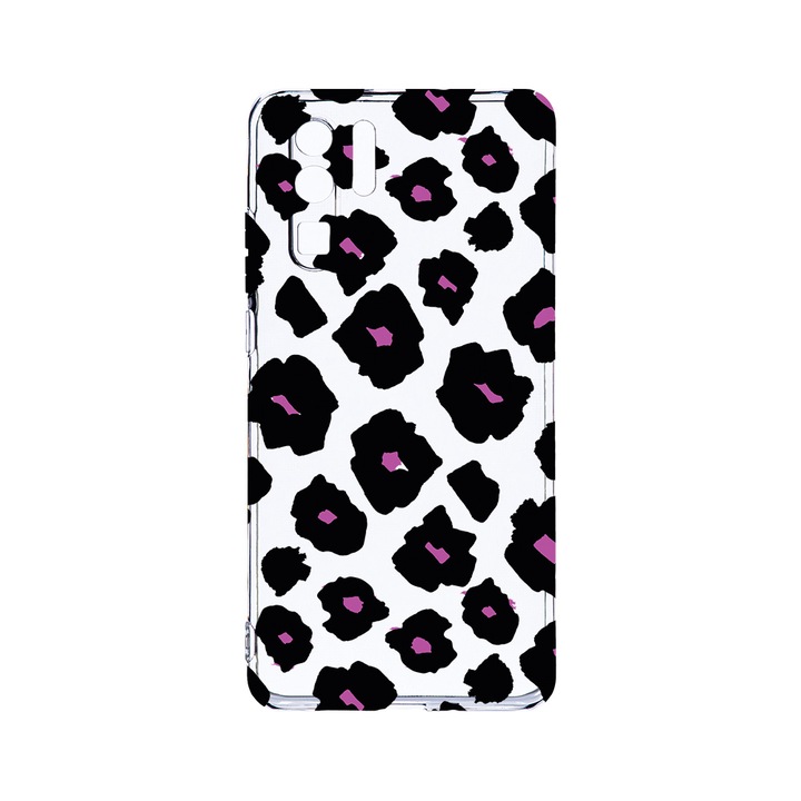 Силиконов калъф BestCase за Huawei P30 Pro, Burgundy Leopard Pattern, Camera Protection, Clear Silicon 2.0MM, T 1040