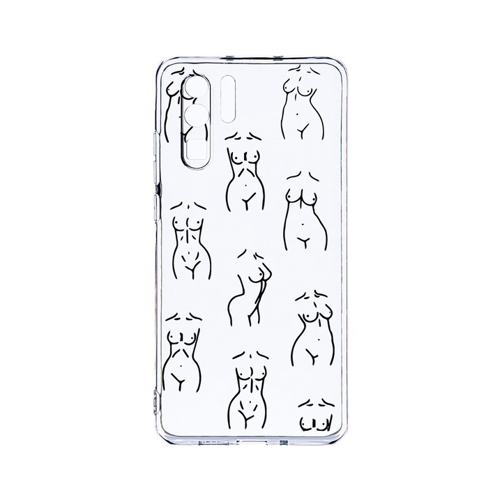 Силиконов калъф BestCase за Huawei P30 Pro, Body Pattern, Camera Protection, Clear Silicon 2.0MM, T 1061