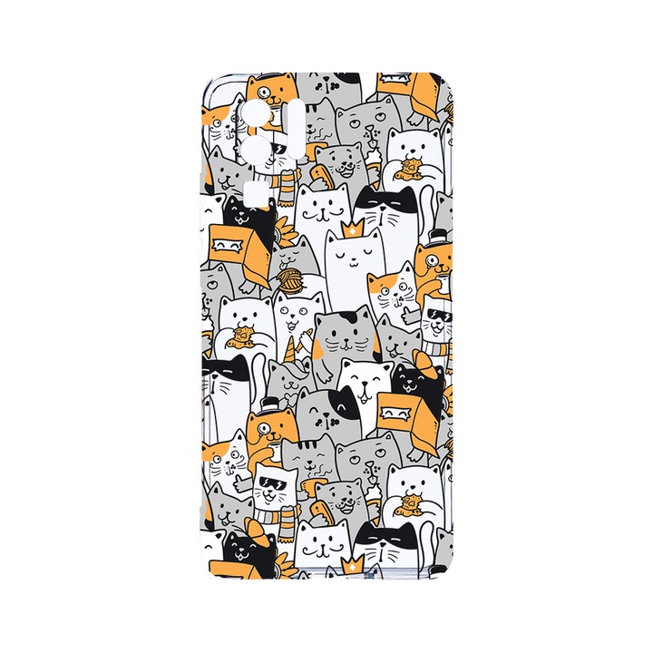 Силиконов калъф BestCase за Huawei P30 Pro, Cat Pattern, Camera Protection, Clear Silicon 2.0MM, T 1030