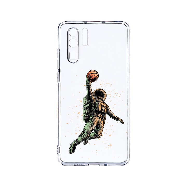 Силиконов калъф BestCase за Huawei P30 Pro, Astronaut Basketball, Camera Protection, Clear Silicon 2.0MM, T 1003