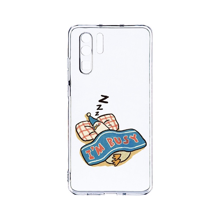 Силиконов калъф BestCase за Huawei P30 Pro, I'm Busy, Camera Protection, Clear Silicon 2.0MM, T 1016