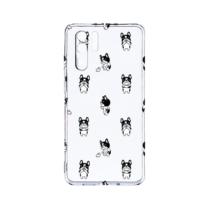 Силиконов калъф BestCase за Huawei P30 Pro, Bulldog Pattern, Camera Protection, Clear Silicon 2.0MM, T 1043