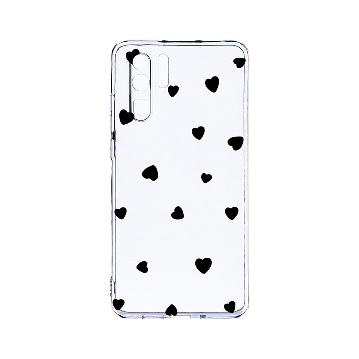 Силиконов калъф BestCase за Huawei P30 Pro, Heart Pattern, Camera Protection, Clear Silicon 2.0MM, T 1041