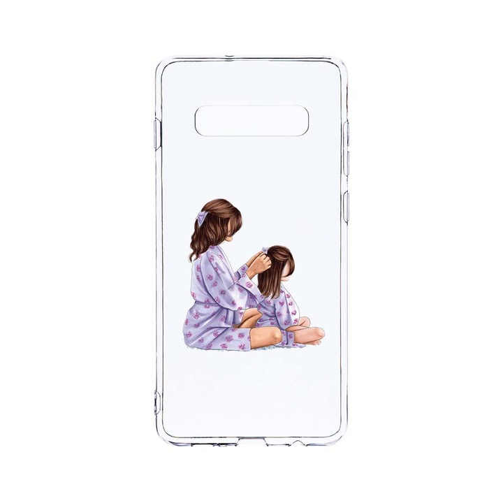 Силиконов калъф BestCase за Samsung Galaxy S10 Plus, Princesses Gril Mom, Camera Protection, Clear Silicon 2.0MM, T 553