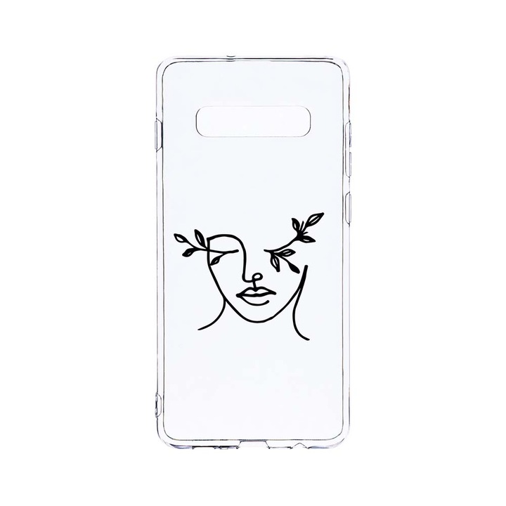 Силиконов калъф BestCase за Samsung Galaxy S10 Plus, Woman Abstract, Camera Protection, Clear Silicon 2.0MM, T 736