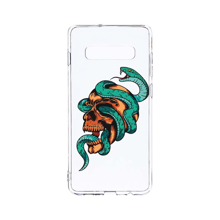 Силиконов калъф BestCase за Samsung Galaxy S10 Plus, Skull, Camera Protection, Clear Silicon 2.0MM, T 831