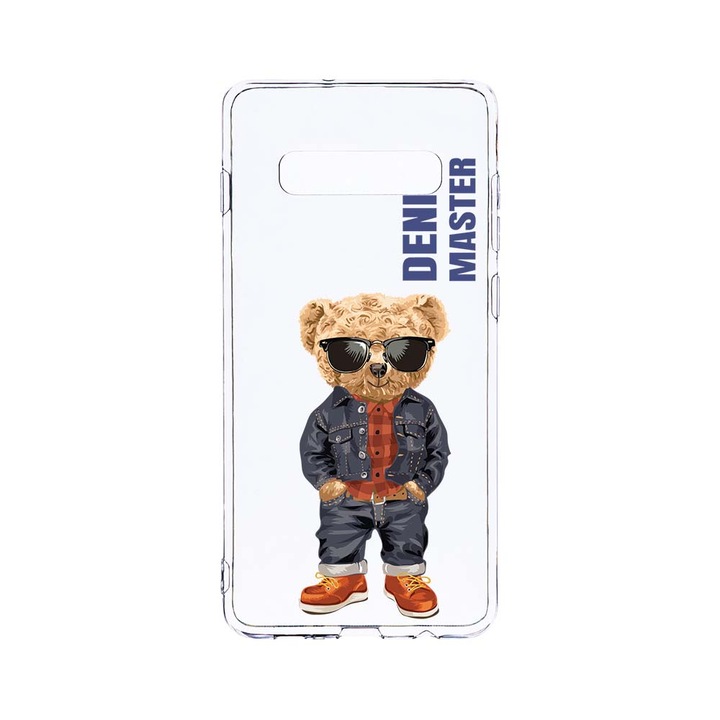 Силиконов калъф BestCase за Samsung Galaxy S10 Plus, Denim Master - Teddy Bear, Camera Protection, Clear Silicon 2.0MM, T 927