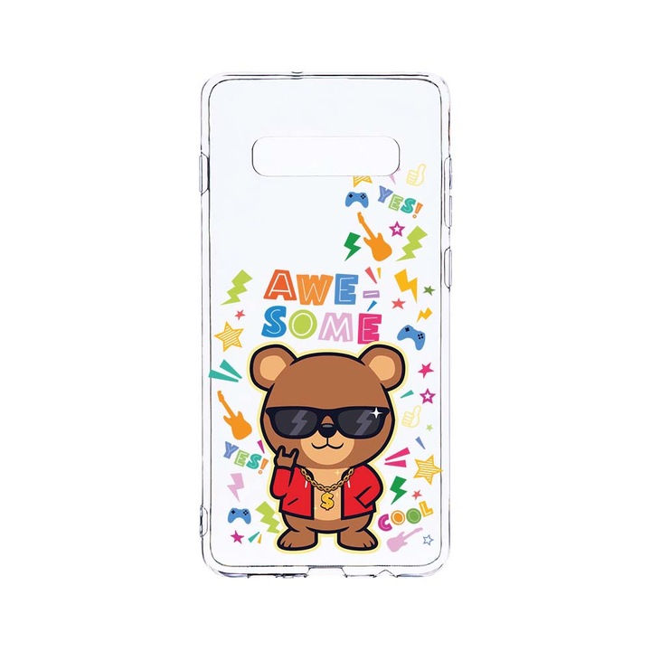 Силиконов калъф BestCase за Samsung Galaxy S10 Plus, Awesome Teddy Bear, Camera Protection, Clear Silicon 2.0MM, T 921
