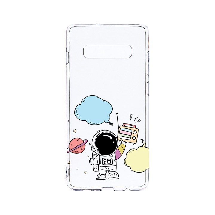 Силиконов калъф BestCase за Samsung Galaxy S10 Plus, Astronaut, Camera Protection, Clear Silicon 2.0MM, T 977