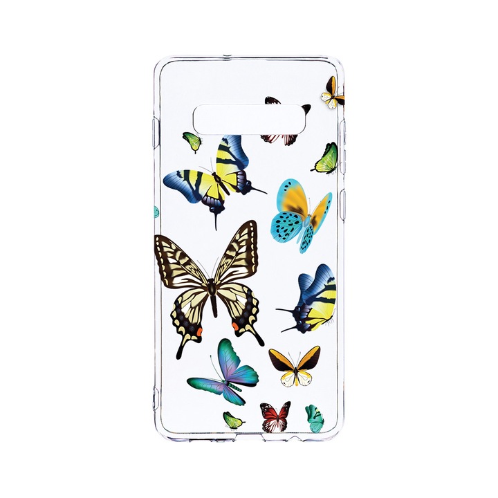 Силиконов калъф BestCase за Samsung Galaxy S10 Plus, Beautiful Color Butterflies, Camera Protection, Clear Silicon 2.0MM, T 992