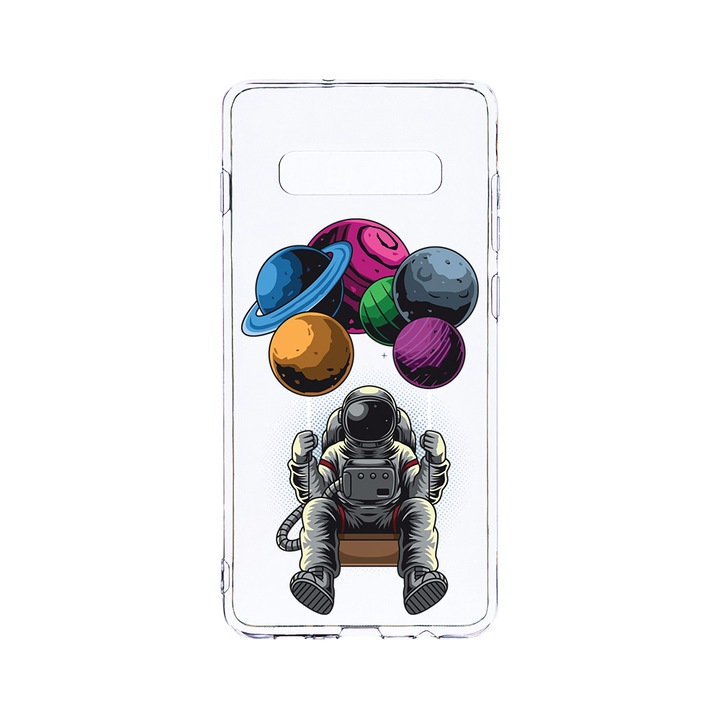 Силиконов калъф BestCase за Samsung Galaxy S10 Plus, Astronaut, Camera Protection, Clear Silicon 2.0MM, T 995