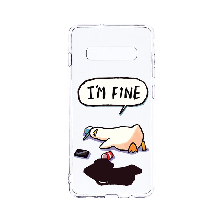 Силиконов калъф BestCase за Samsung Galaxy S10 Plus, Duck Life - I'm Fine, Camera Protection, Clear Silicon 2.0MM, T 963