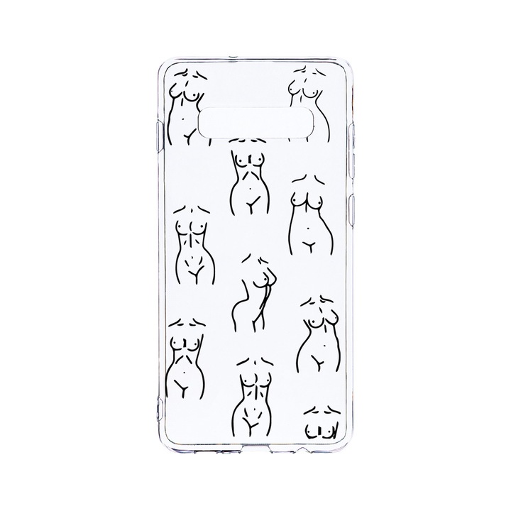 Силиконов калъф BestCase за Samsung Galaxy S10 Plus, Body Pattern, Camera Protection, Clear Silicon 2.0MM, T 1061