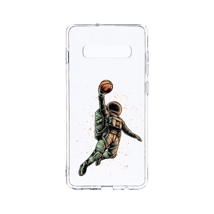 Силиконов калъф BestCase за Samsung Galaxy S10 Plus, Astronaut Basketball, Camera Protection, Clear Silicon 2.0MM, T 1003