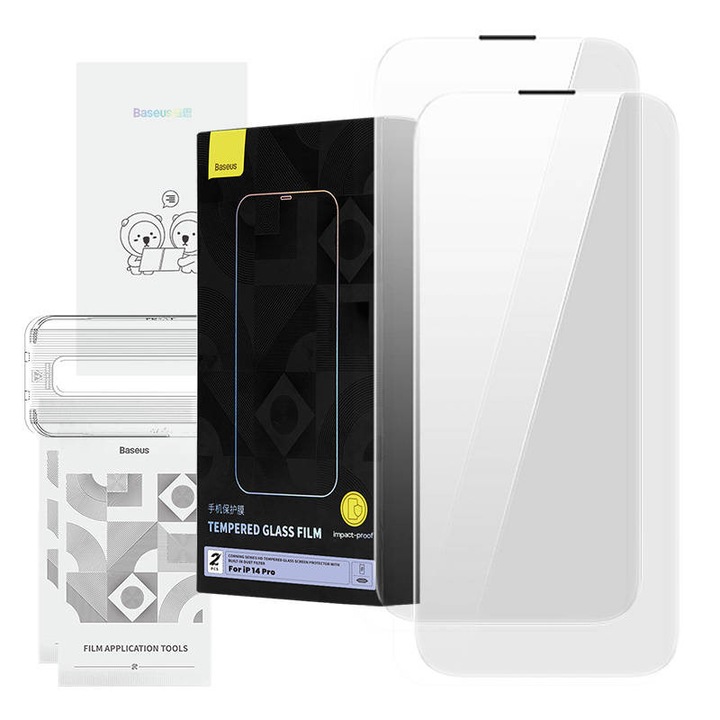 Sticla securizata Baseus Corning pentru iPhone 14 Pro cu filtru de praf incorporat