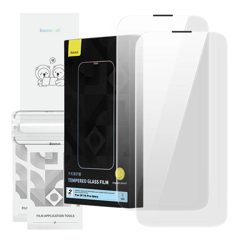 Folie de protectie securizata pentru iPhone 14 Pro Max, Baseus, Filtru de praf, Trasnaprent