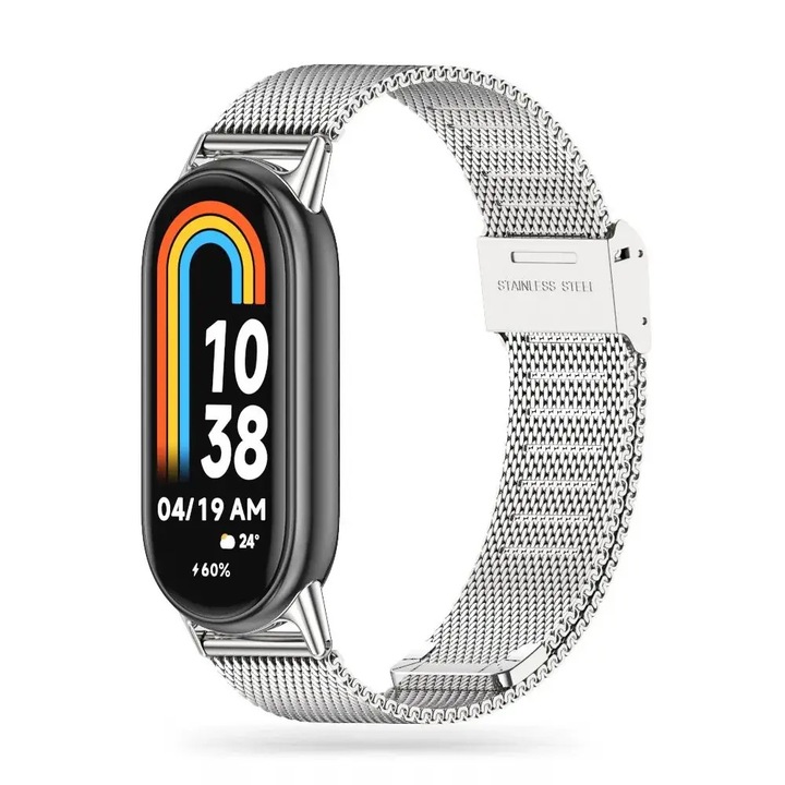 Curea otel inoxidabil Tech-Protect Milaneseband compatibila cu Xiaomi Mi Band 8 / 8 NFC / 9 / 9 NFC Silver