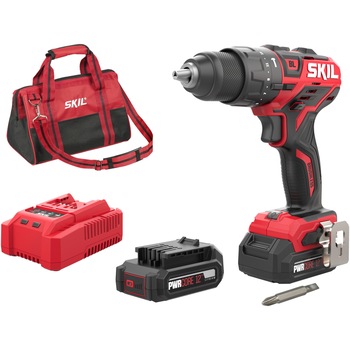 Masina de gaurit si insurubat (bormasina) pe acumulator cu percutie, Skil Red CD1E2070EA, 12 V, motor Brushless, compacta, 1700 RPM, 2 viteze, 55 Nm, 2 acumulatori 2.0 Ah, incarcator si geanta de transport