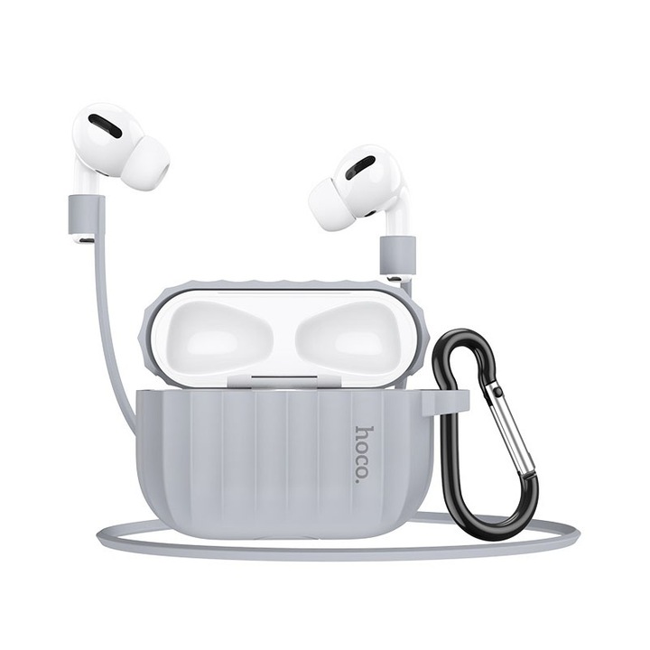Husa Hoco WB20 Fenix, Compatibil Apple AirPods Pro, Silicon, Gri