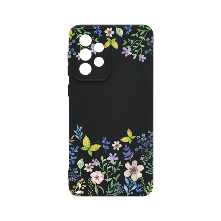 BestCase Premium Liquid Szilikon telefontok, Samsung Galaxy A33 5G, Butterfly Flowers, 1.2MM, kamera védelem, mikroszálas puha belső, PB 95