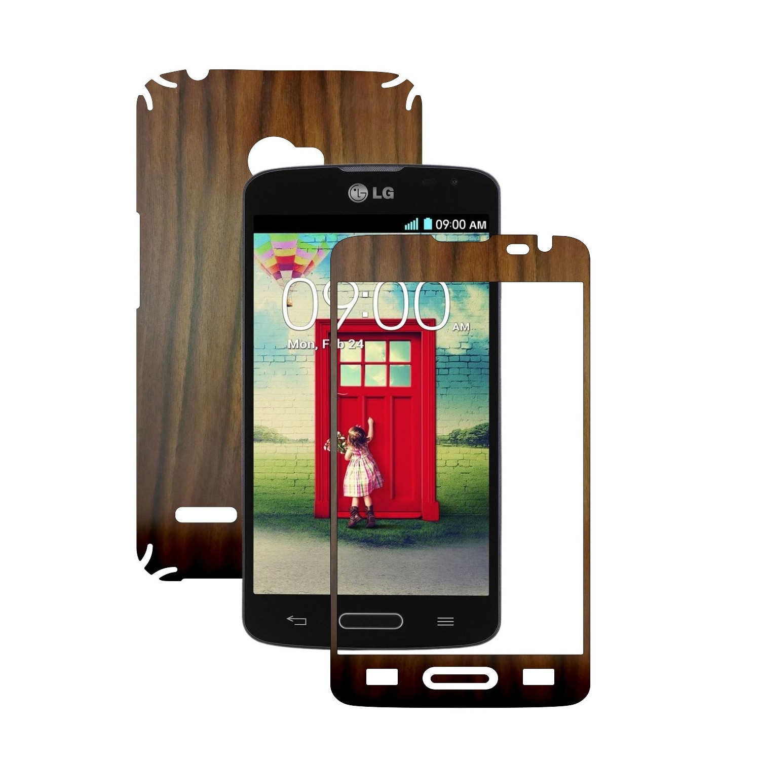 Folie de protectie Carbon Skinz, Husa de tip Skin Adeziv pentru Carcasa, Lemn Nuc Inchis dedicata LG L90