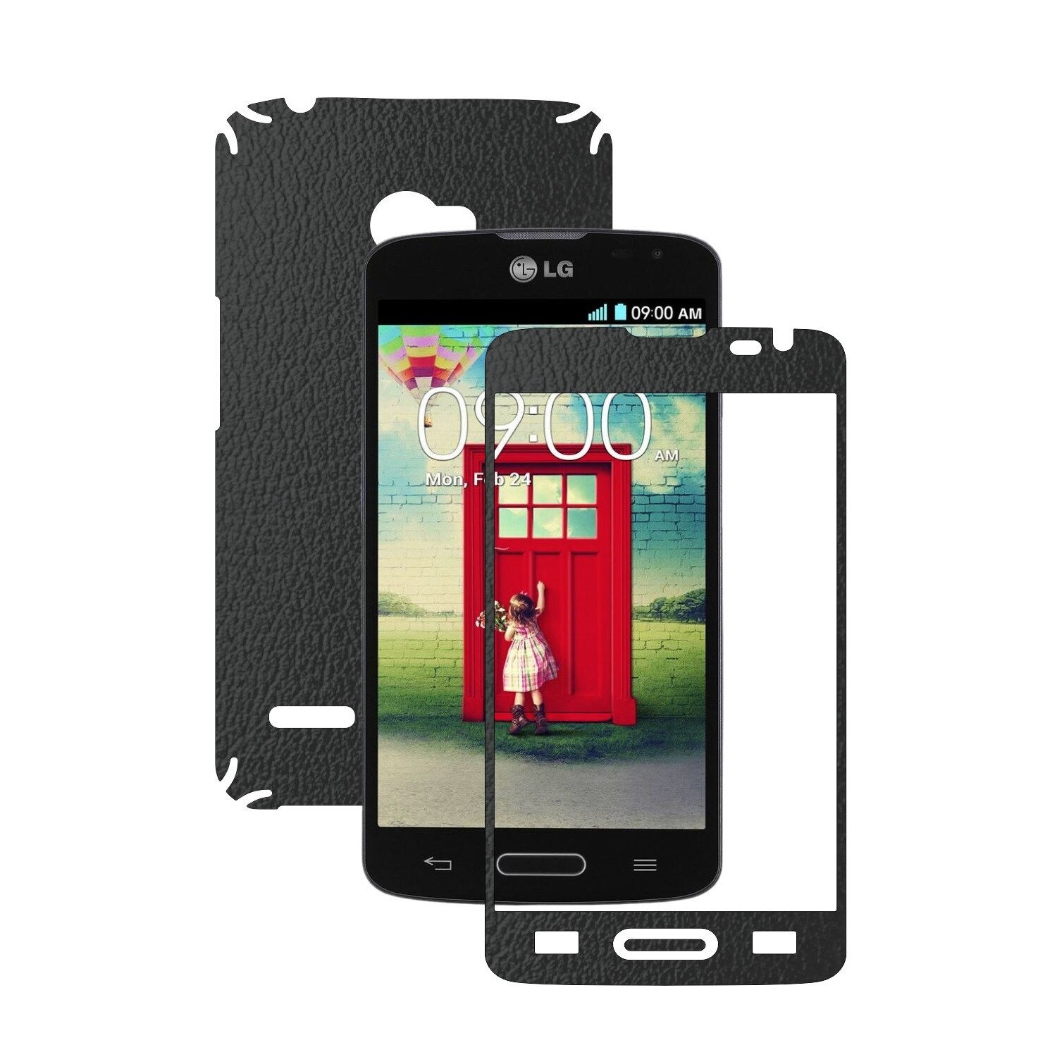 Folie de protectie Carbon Skinz, Husa de tip Skin Adeziv pentru Carcasa, Piele Neagra dedicata LG L90