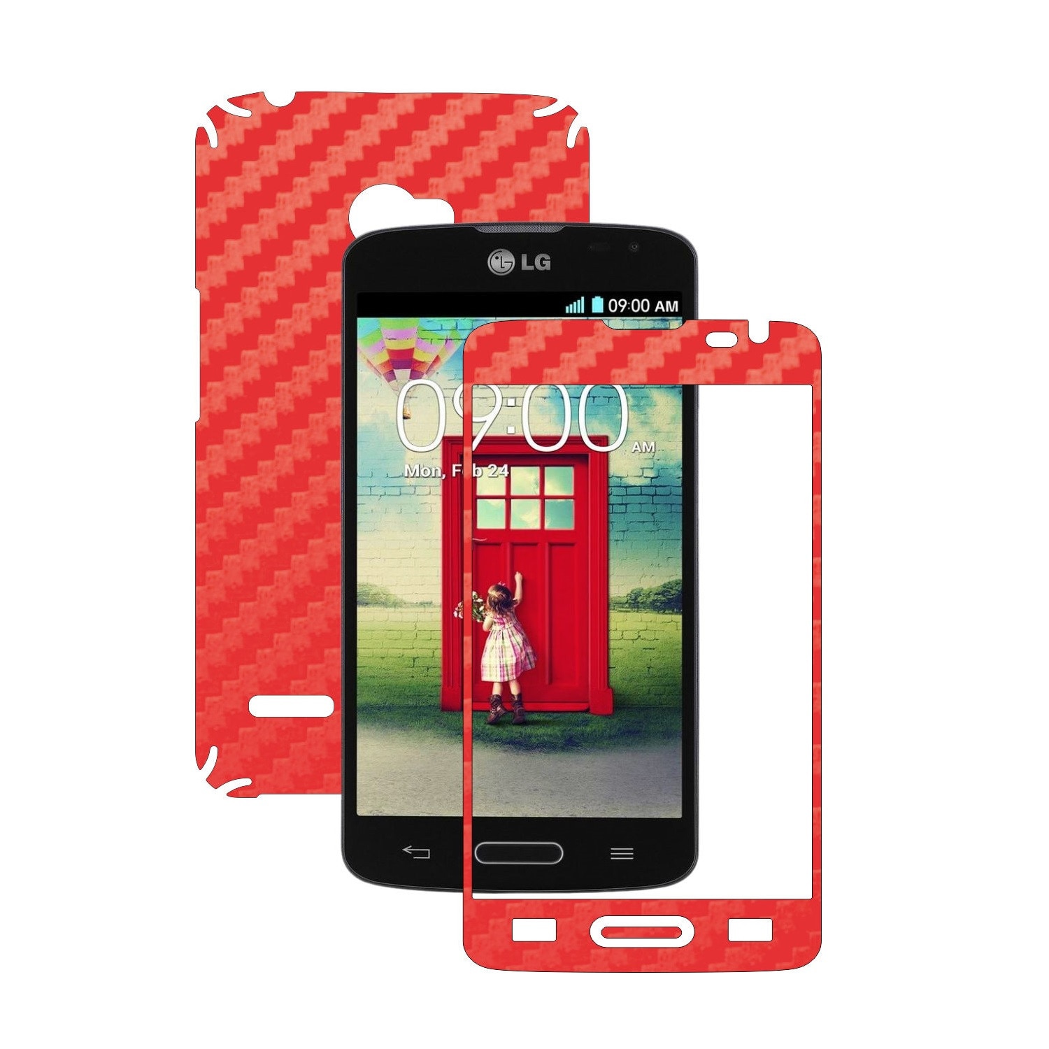 Folie de protectie Carbon Skinz, Husa de tip Skin Adeziv pentru Carcasa, Carbon Rosu dedicata LG L90