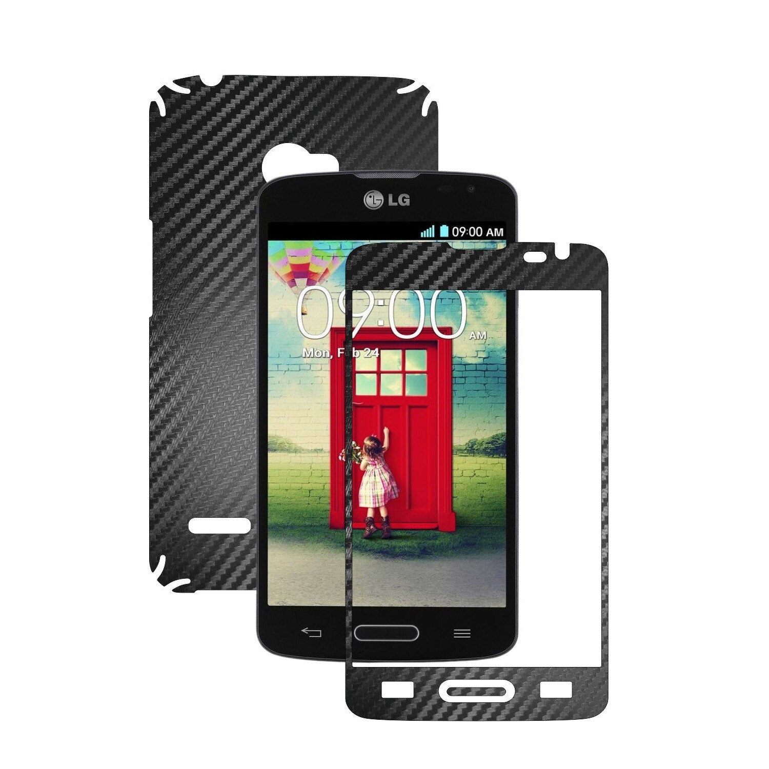 Folie de protectie Carbon Skinz, Husa de tip Skin Adeziv pentru Carcasa, Carbon Negru dedicata LG L90