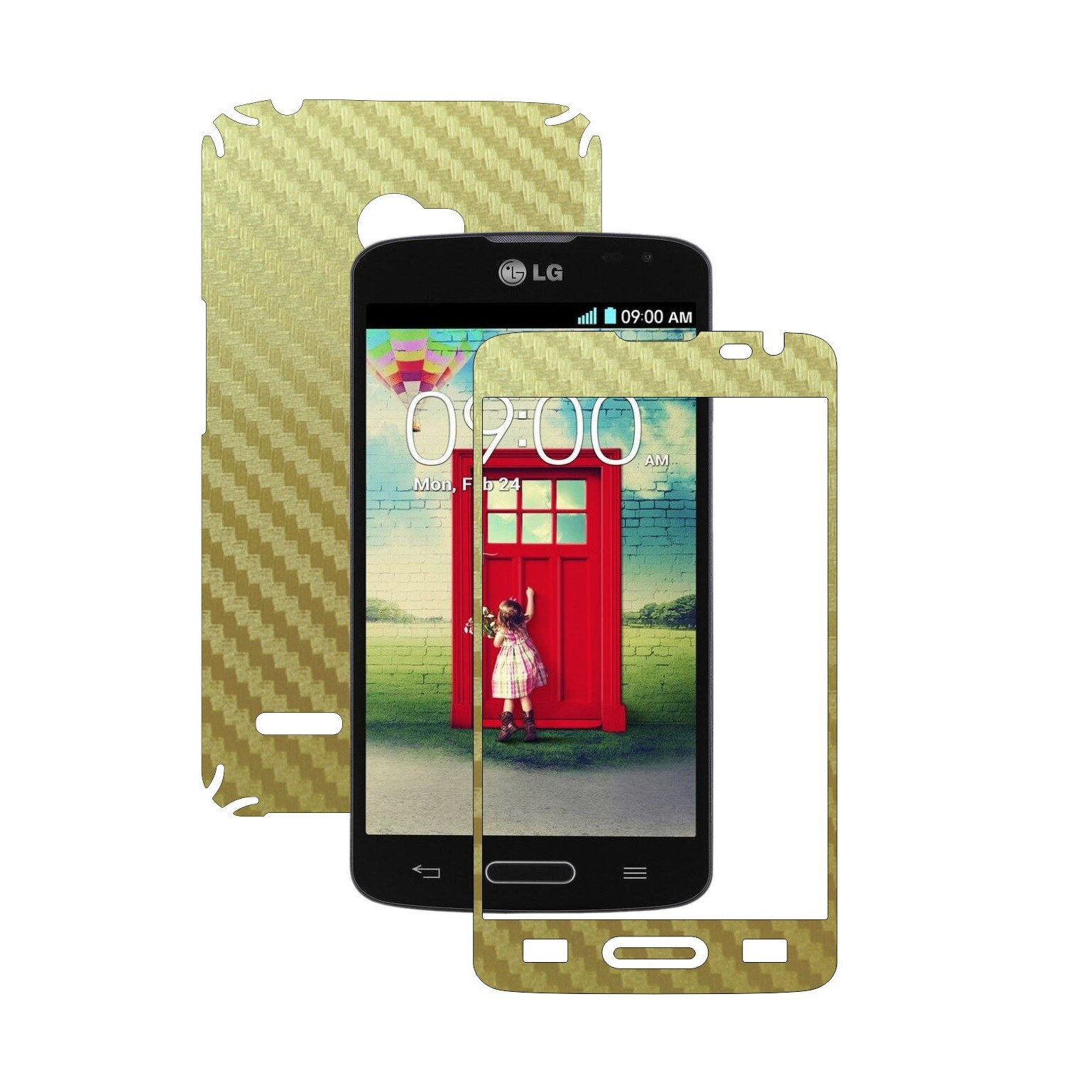 Folie de protectie Carbon Skinz, Husa de tip Skin Adeziv pentru Carcasa, Carbon Auriu dedicata LG L90