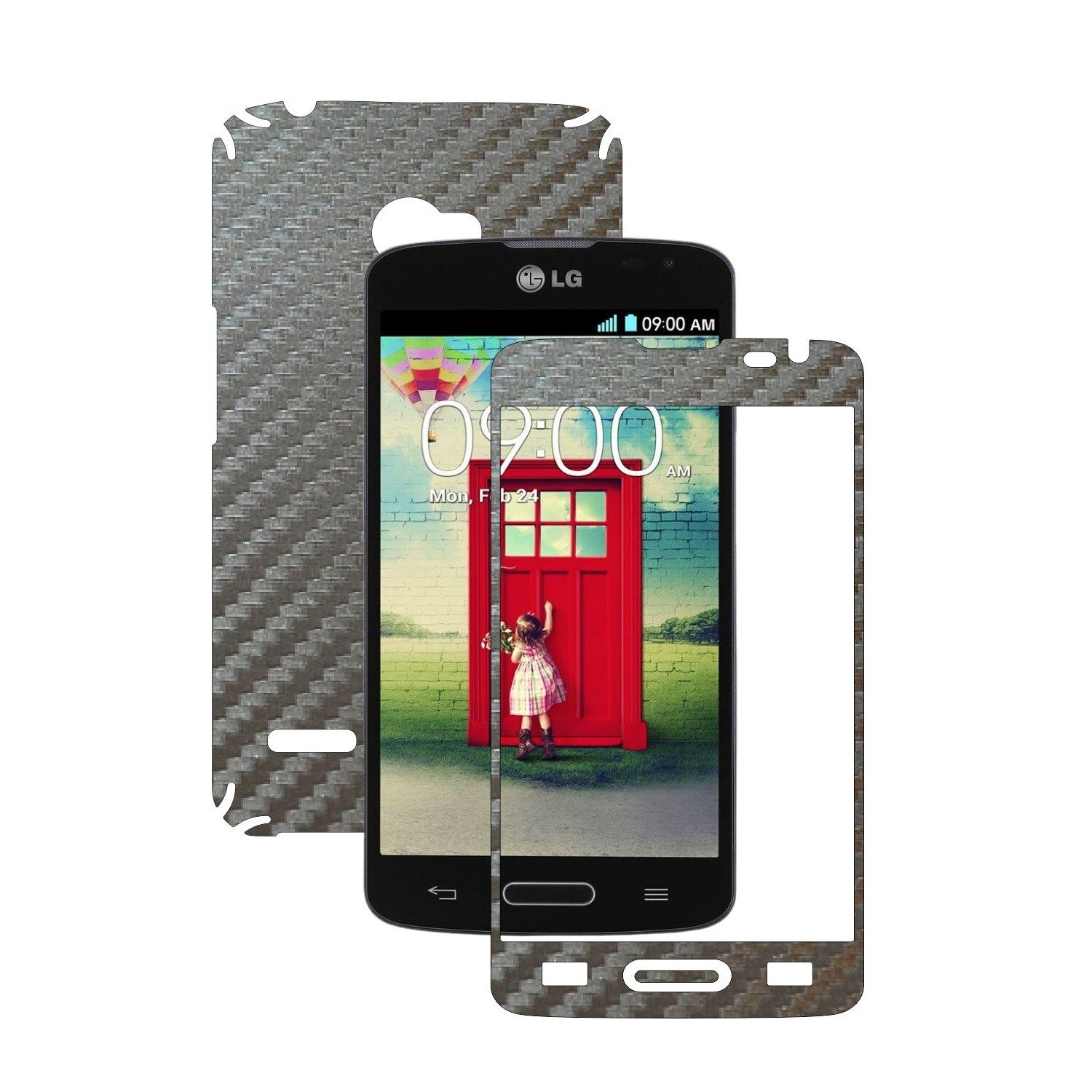 Folie de protectie Carbon Skinz, Husa de tip Skin Adeziv pentru Carcasa, Carbon Gri Argintiu dedicata LG L90