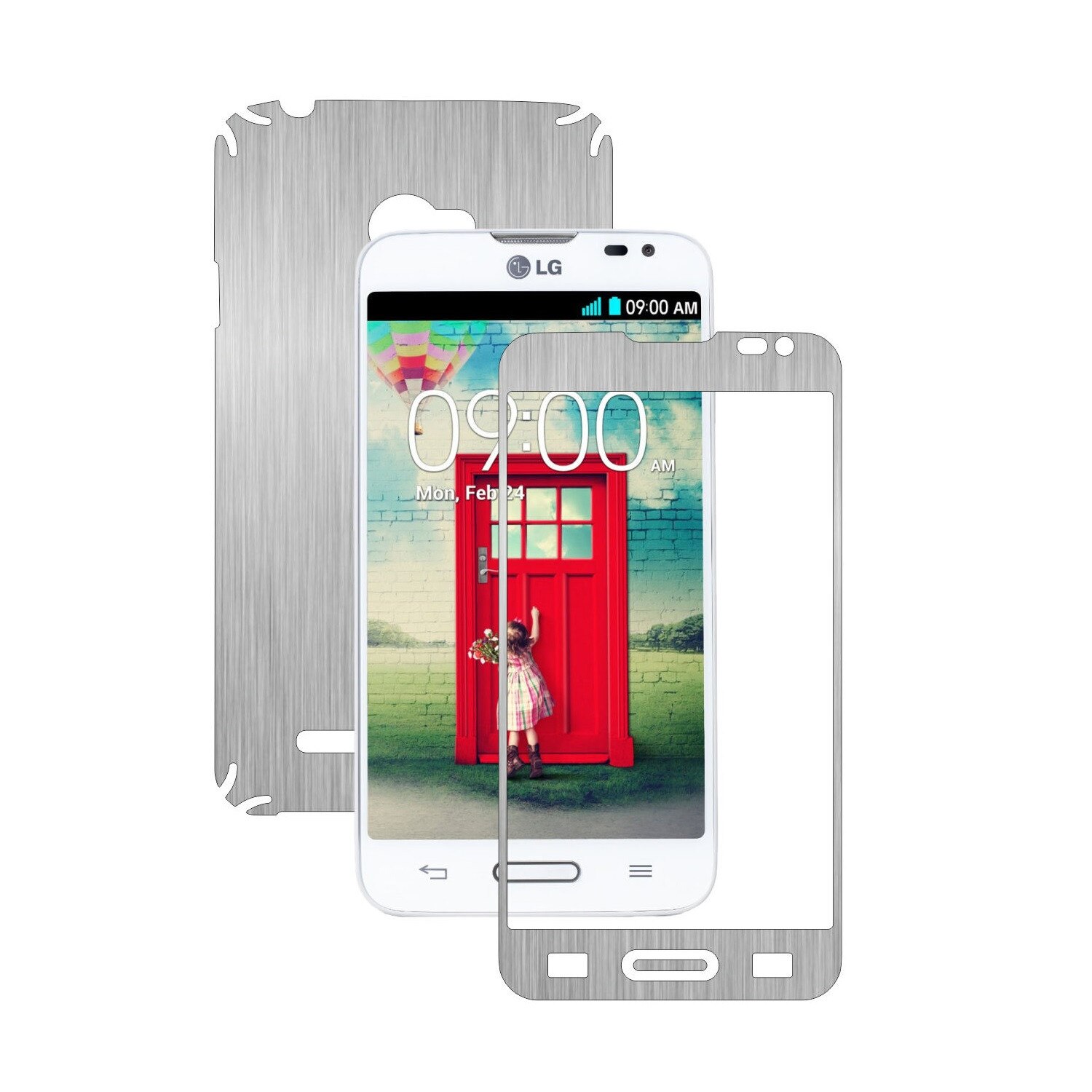 Folie de protectie Carbon Skinz, Husa de tip Skin Adeziv pentru Carcasa, Brushed Argintiu dedicata LG L70