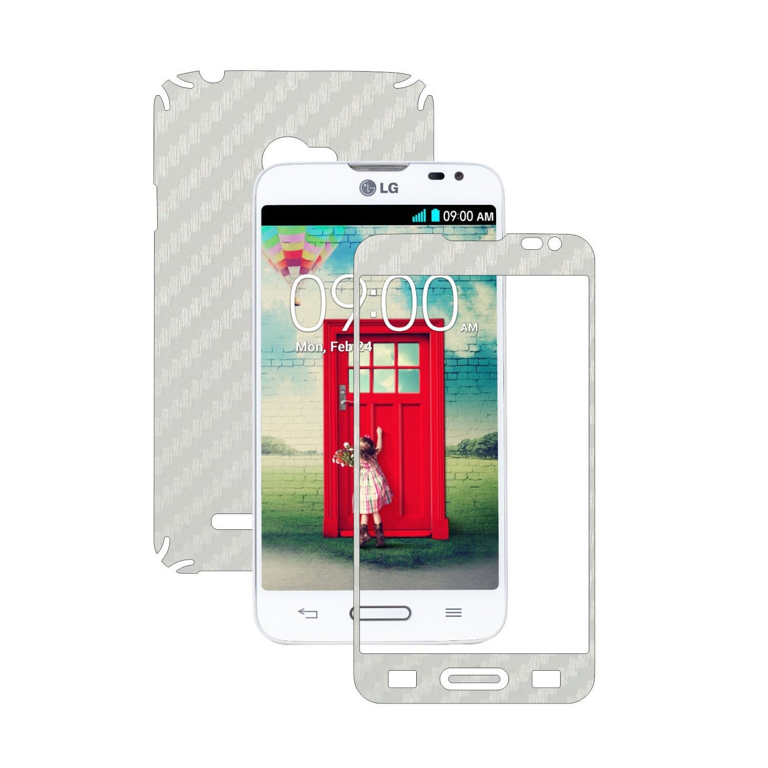 Folie de protectie Carbon Skinz, Husa de tip Skin Adeziv pentru Carcasa, Carbon Alb dedicata LG L70
