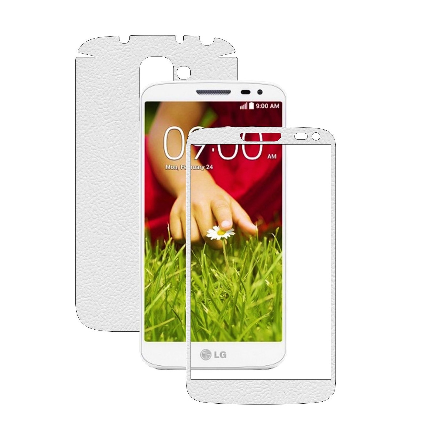 Folie de protectie Carbon Skinz, Husa de tip Skin Adeziv pentru Carcasa, Piele Alba dedicata LG G2 Mini