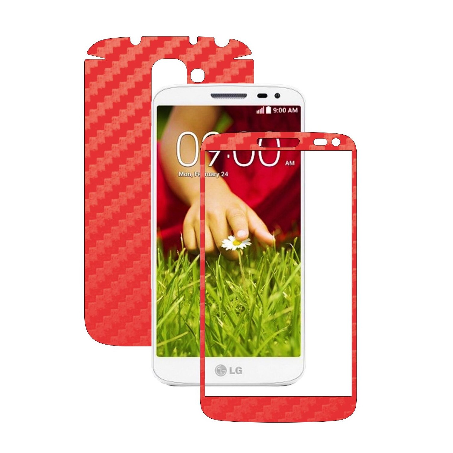 Folie de protectie Carbon Skinz, Husa de tip Skin Adeziv pentru Carcasa, Carbon Rosu dedicata LG G2 Mini