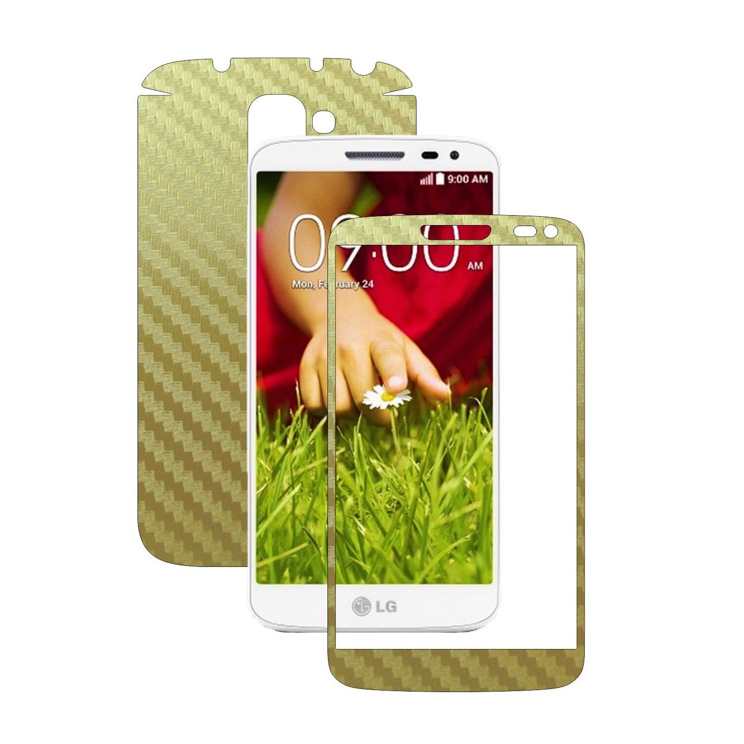 Folie de protectie Carbon Skinz, Husa de tip Skin Adeziv pentru Carcasa, Carbon Auriu dedicata LG G2 Mini