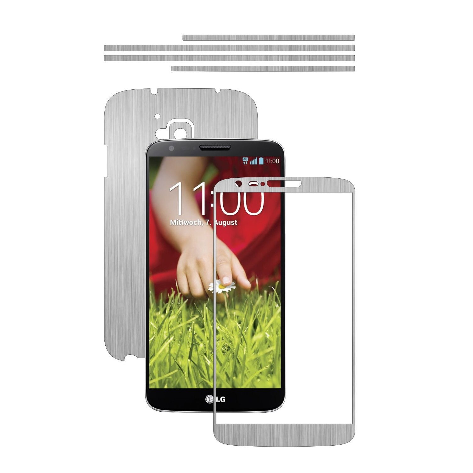 Folie de protectie Carbon Skinz, Husa de tip Skin Adeziv pentru Carcasa, Brushed Argintiu dedicata LG G2