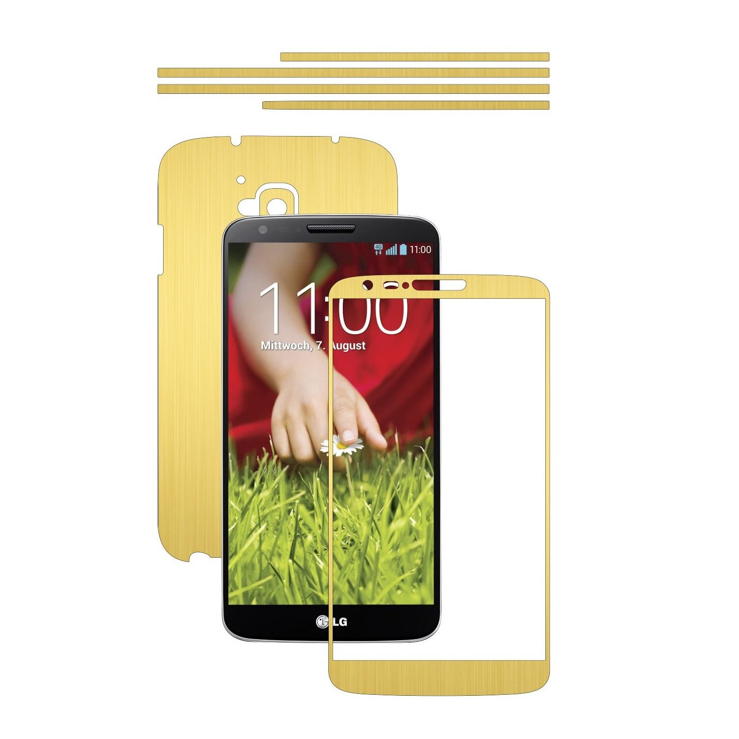 Folie de protectie Carbon Skinz, Husa de tip Skin Adeziv pentru Carcasa, Brushed Auriu dedicata LG G2