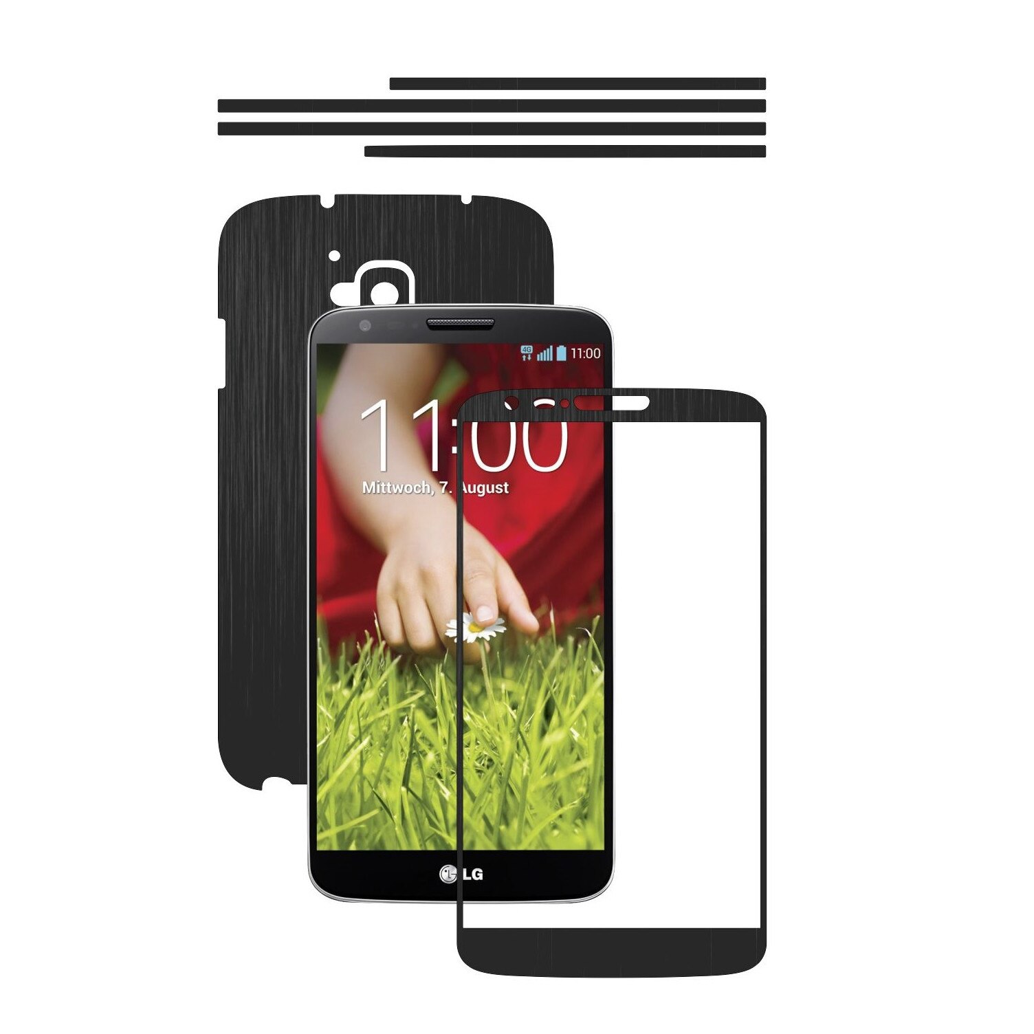 Folie de protectie Carbon Skinz, Husa de tip Skin Adeziv pentru Carcasa, Brushed Negru dedicata LG G2